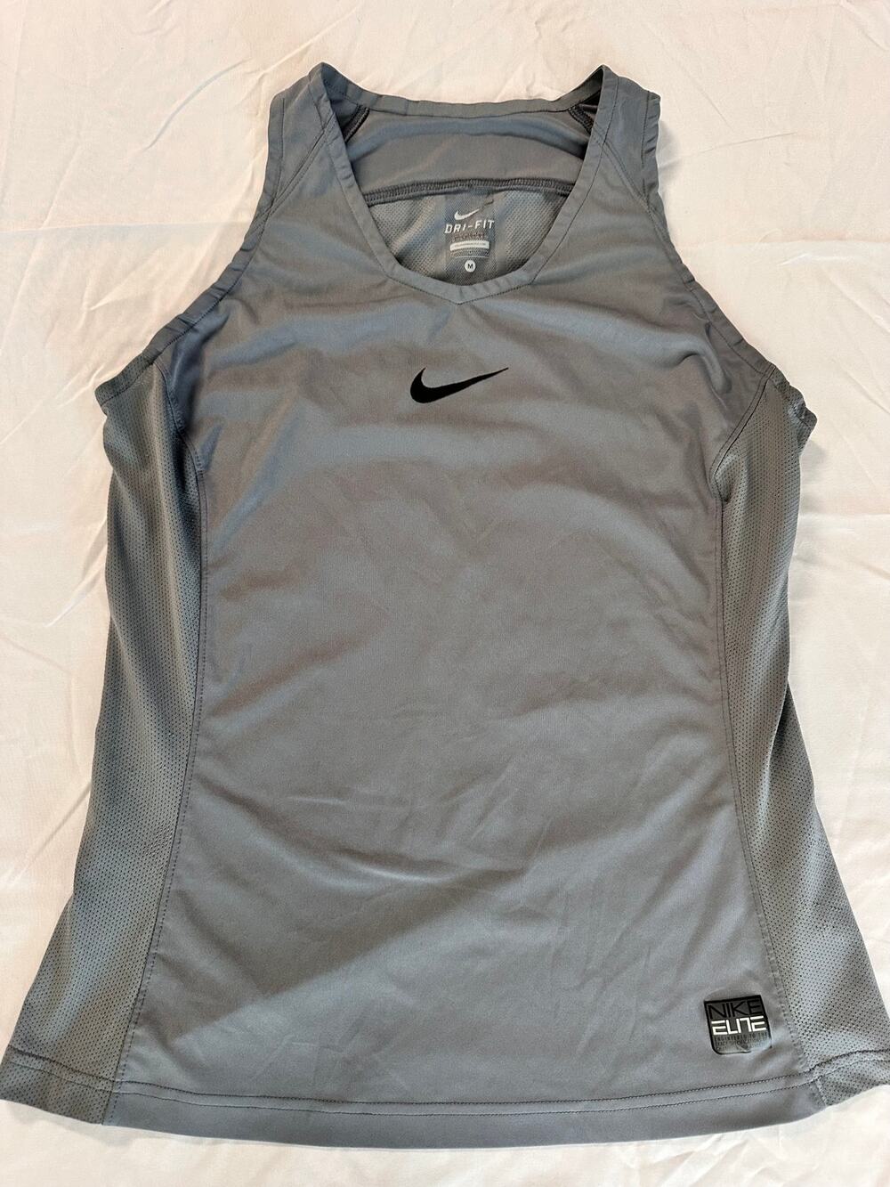 Nike Elite Dri-FIT Basketball Tank Men M Gray Mesh Performance Jersey